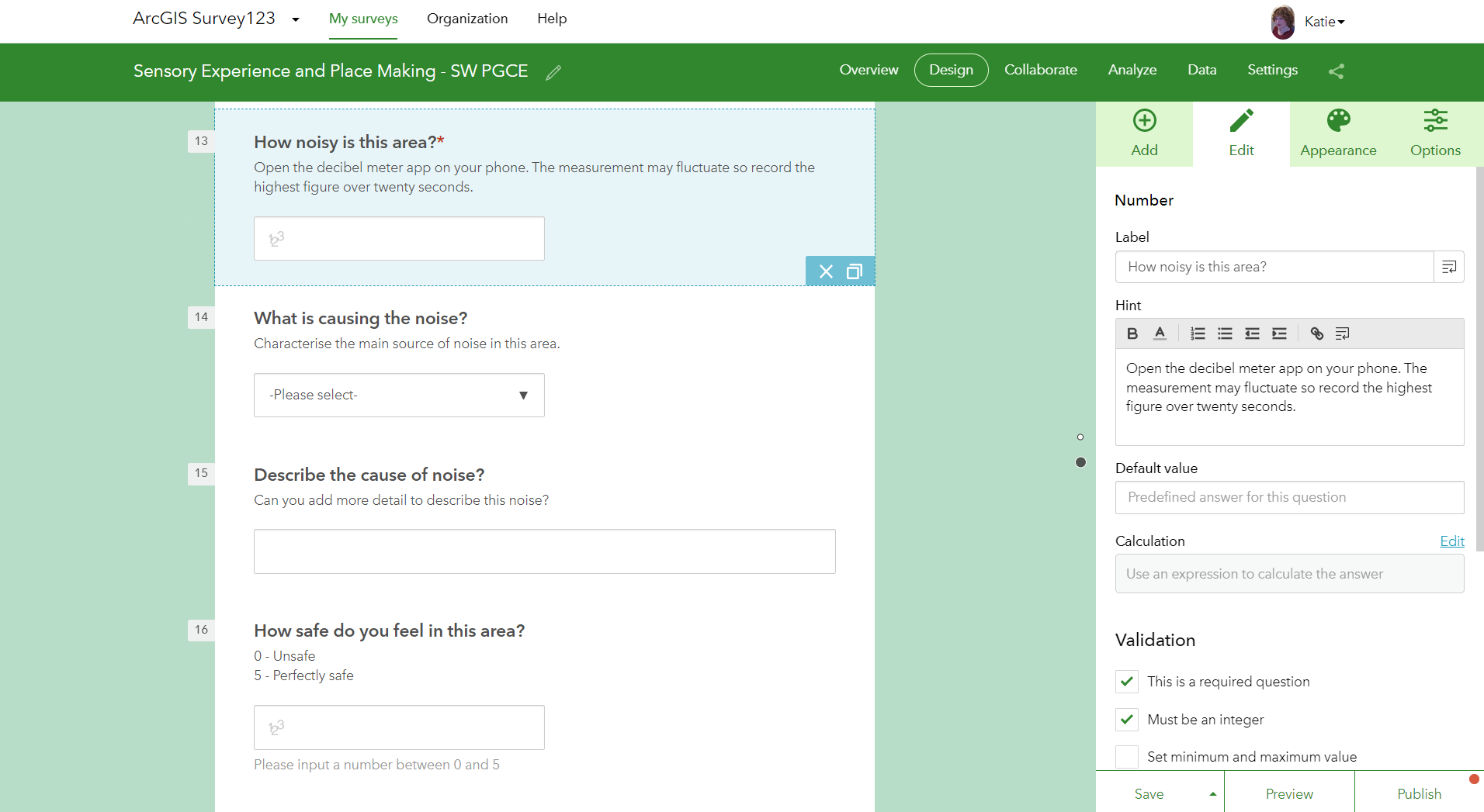Screenshot of Survey123