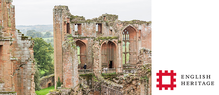 Image of aerial view of ruins of Kenilworth Castle. Photo by English Heritage.