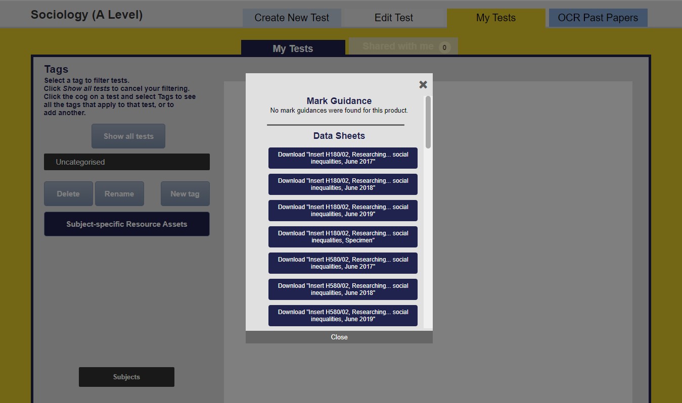 ExamBuilder screenshot showing extra resources